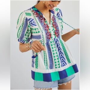 EUC Anthropologie Verb by Pallavi Singhee Sylvia Babydoll Blouse Women’s Size M